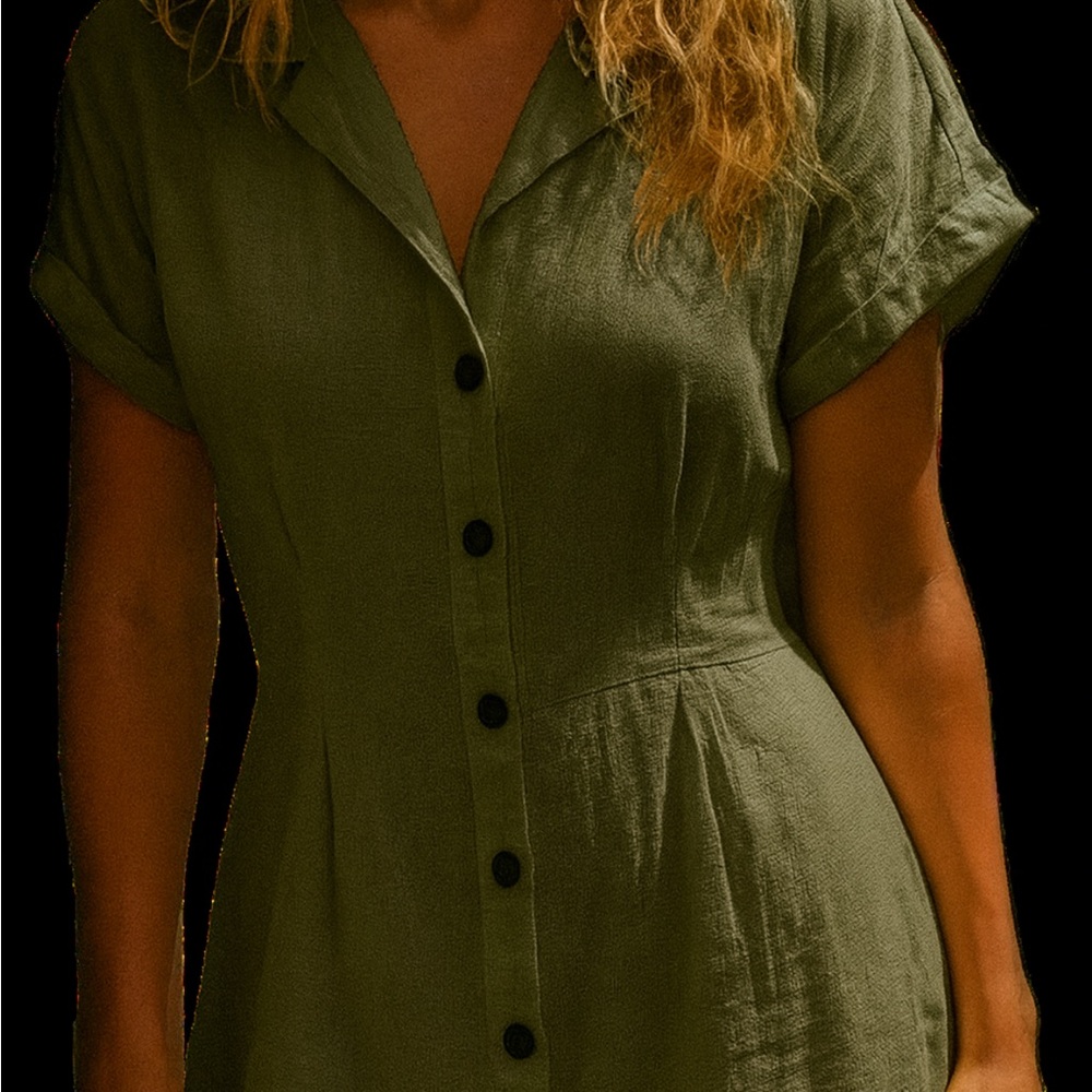 Olive Button-Up Women's Top